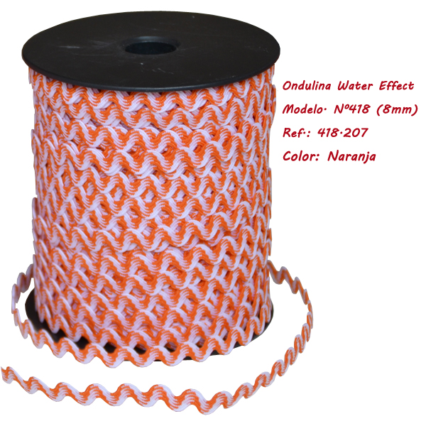 Ric Rac ribbon Watereffects 8mm (50 m), Orange
